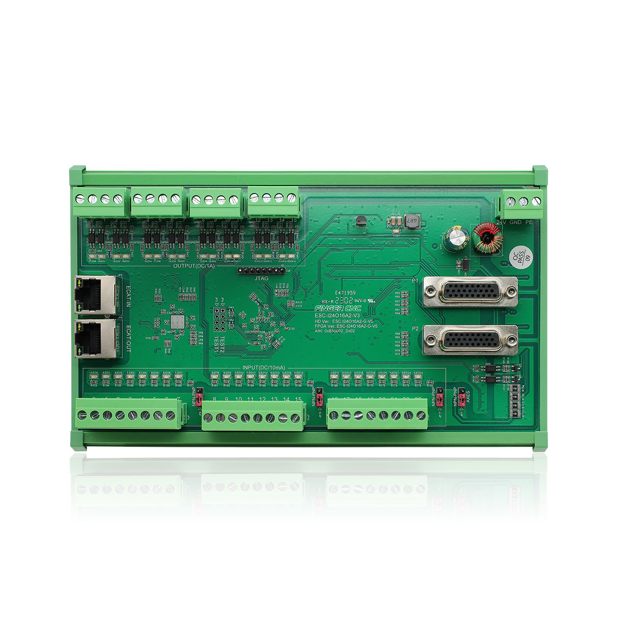 EtherCAT 24點輸入/16點輸出（晶體管）/2軸控制 IO運動模塊